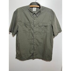 Field & Stream Mens Short Sleeve Button Down Utility Shirt Olive Green Large